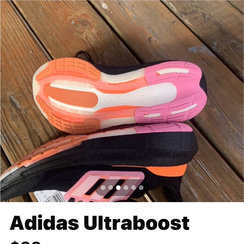 adidas Ultraboost Black with Neon Pink and Orange Accents - Picture 3 of 6
